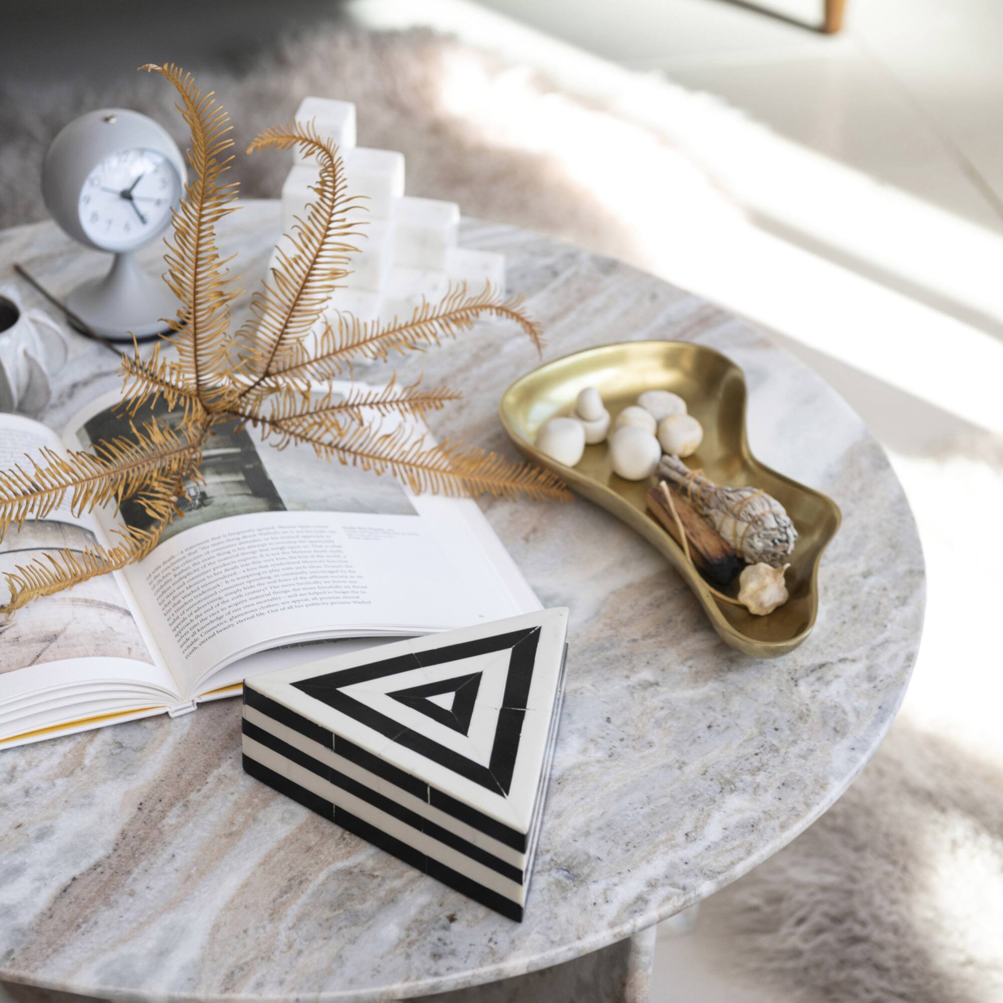 Hello Honey® 5" White Round Metal Table Clock with Alarm